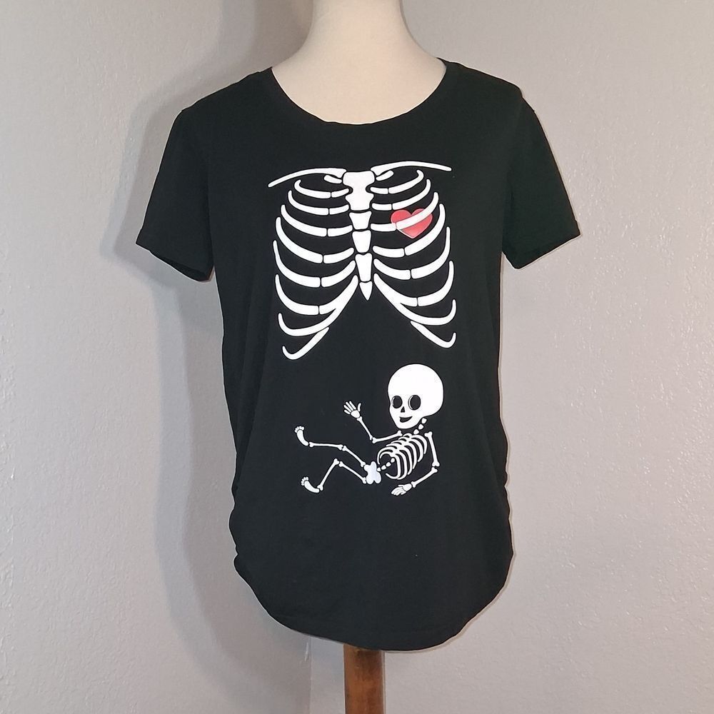 Silk Road Tees Halloween Baby Skeleton Graphic Women's Maternity Size Large